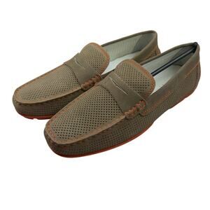Geox Respira Penny Loafers Taupe Suede Size 43.5
